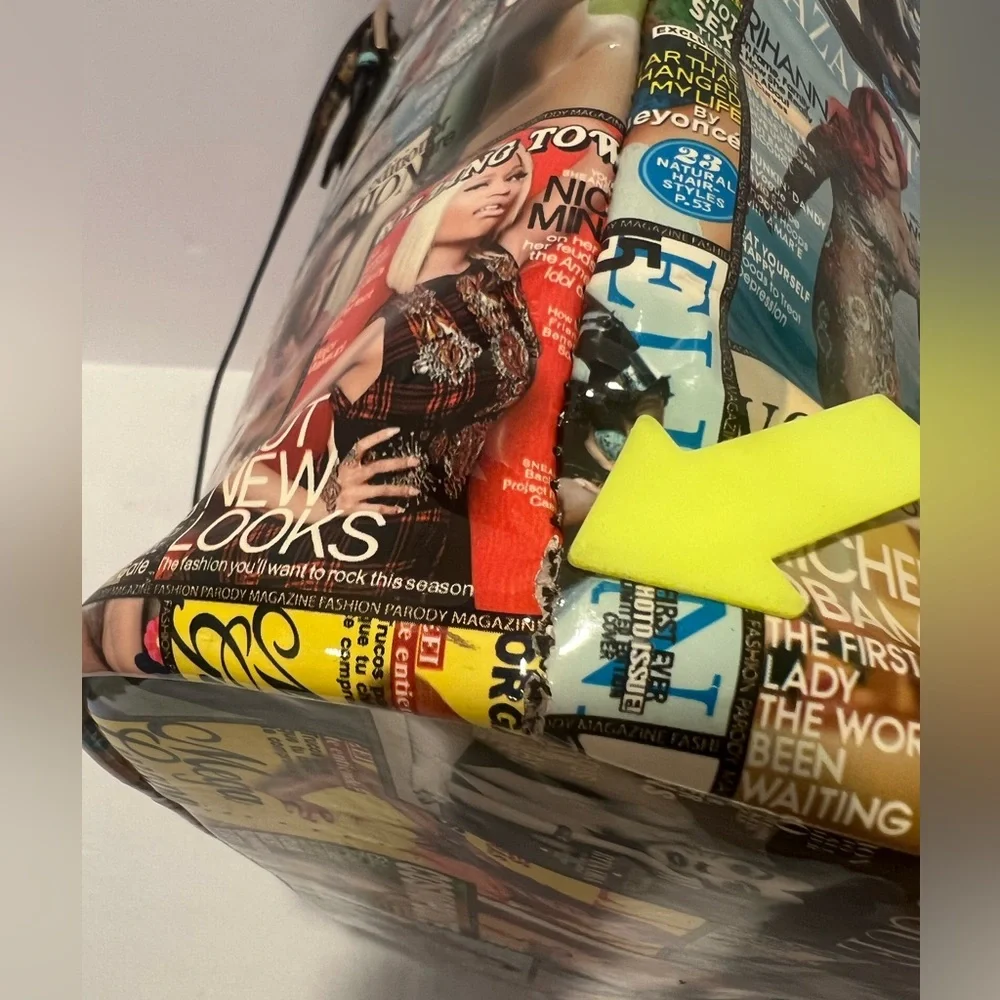 Multicolor Magazine Tote with an Eclectic Collage of Iconic Magazine Covers - Picture 9 of 14